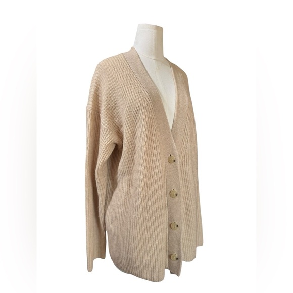 VINCE V-Neck Wool & Cashmere Cardigan, H Wafer, Size Large - Picture 3 of 11